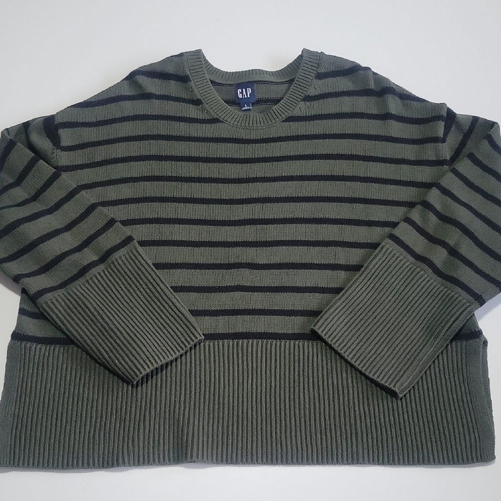 GAP Olive and Black Striped Sweater
